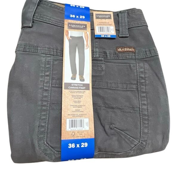 LEGENDARY OUTFITTERS Pants Men's Canvas 36X29 Gray Straight Leg Stretch NWT - Picture 1 of 9